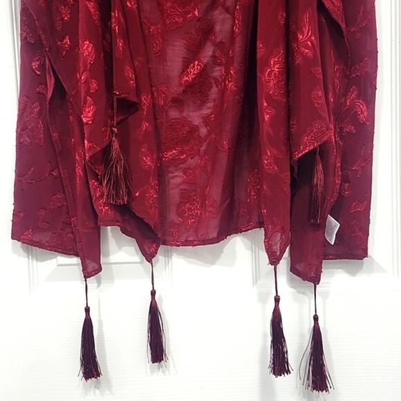 Elie Tahari Burgundy Floral Kimono - Picture 4 of 6